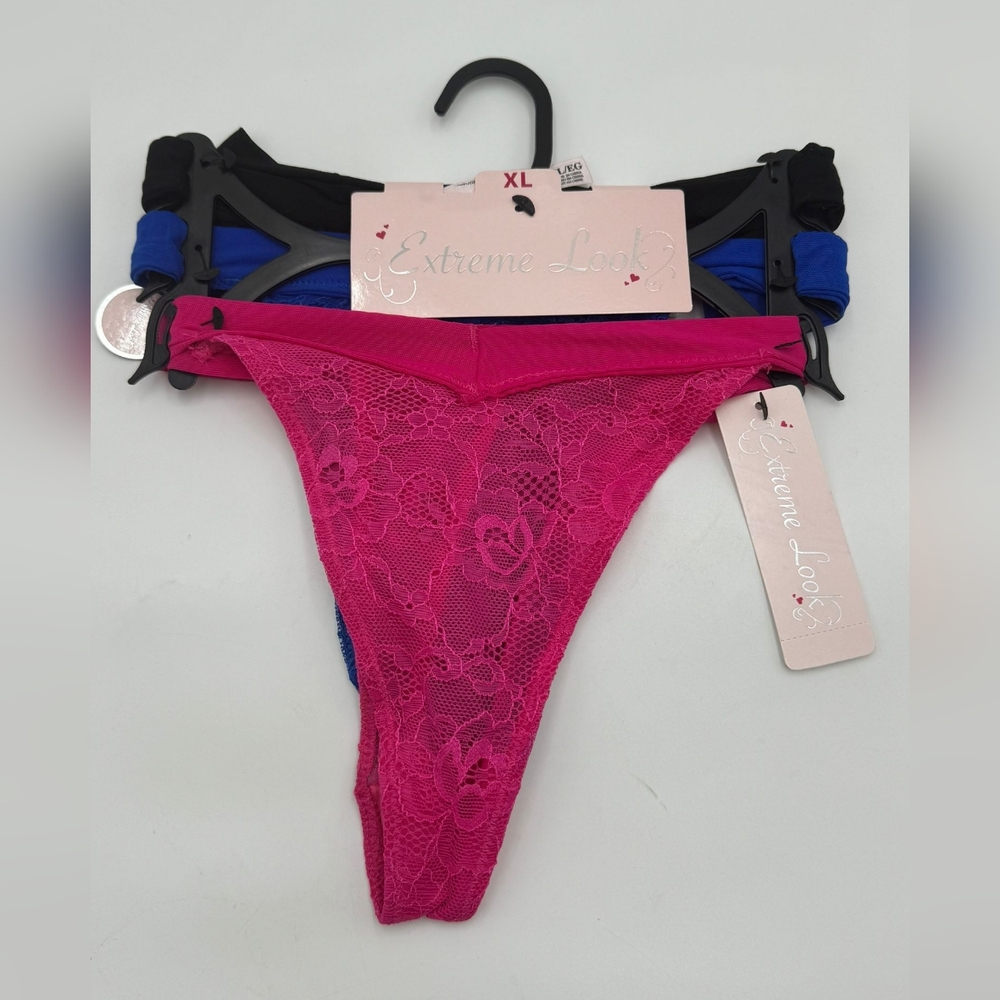 Extreme Look Thongs/Color Black, Navy and Pink/Size XL/NWT